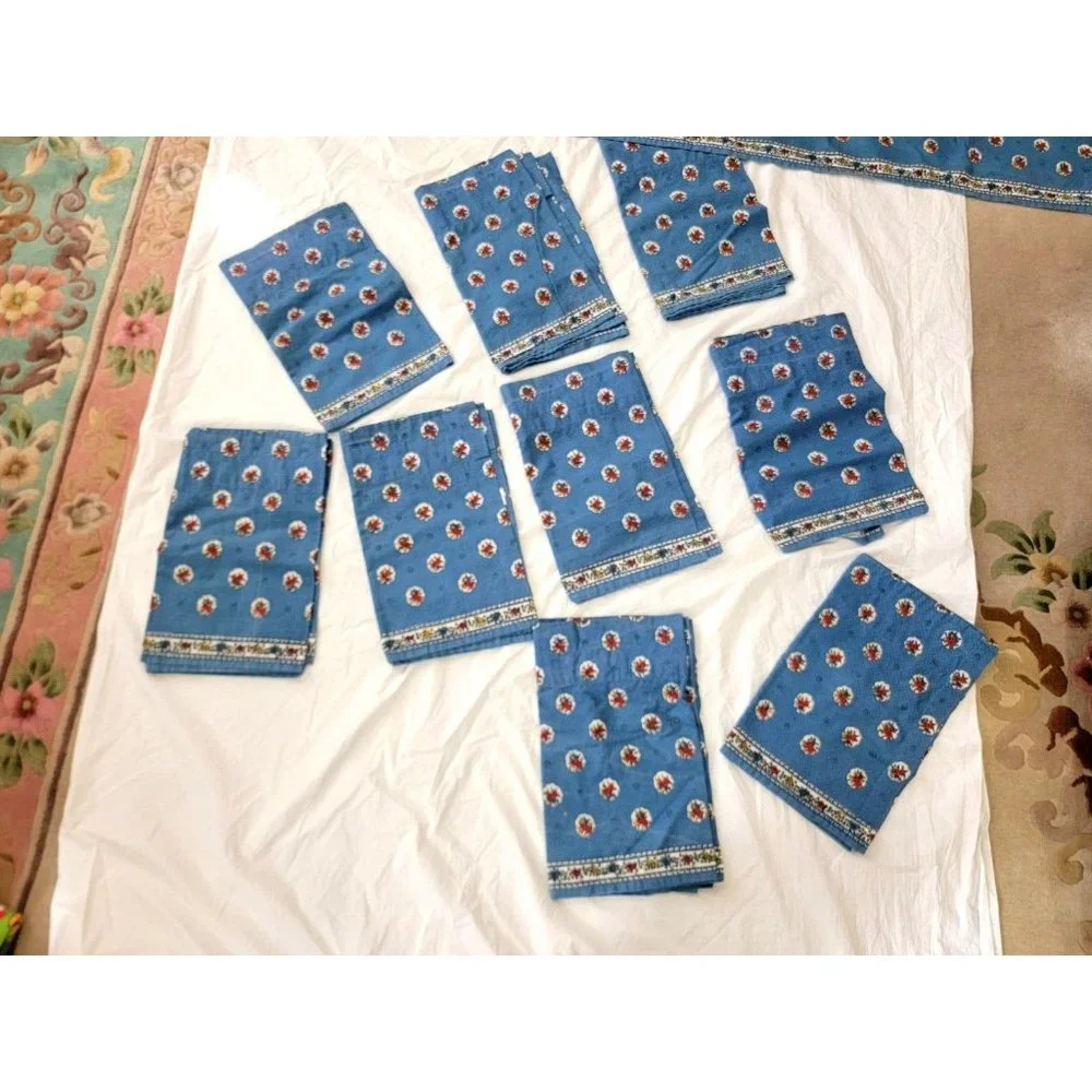 CHOOSE QUANITY Country French Pleated Valance Blue Red Floral Clean 71 x 14.5‎